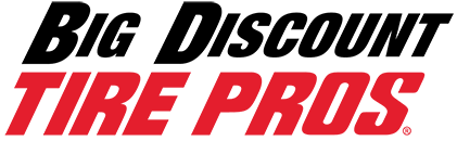 Logo for Big Discount Tire Pros; black text 