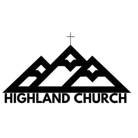 A black and white logo for a church with a cross on top of a mountain.