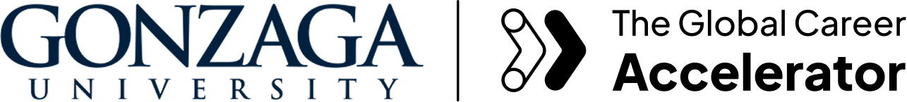 Gonzaga University and The Global Career Accelerator logos side by side on a white background