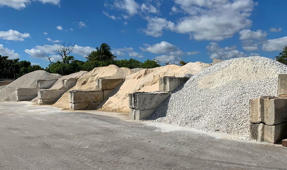 A Pile Of Gravel Is Sitting On Top Of A Concrete Block  — Tenterfield Timber & Hardware in Tenterfield, NSW