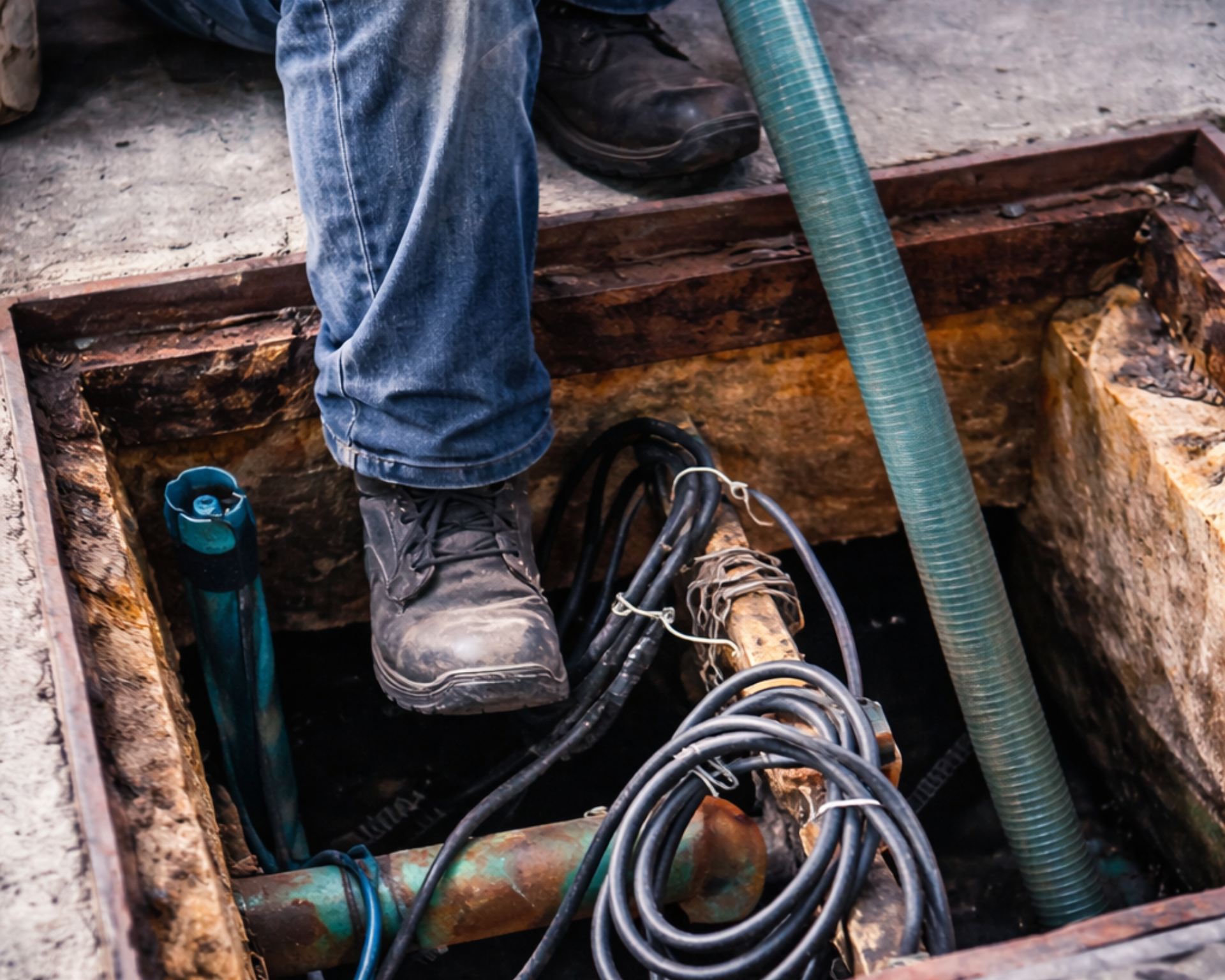 Obreros de la construcción en andamios, en el exterior del edificio. Llevan casco y las paredes son de color claro.