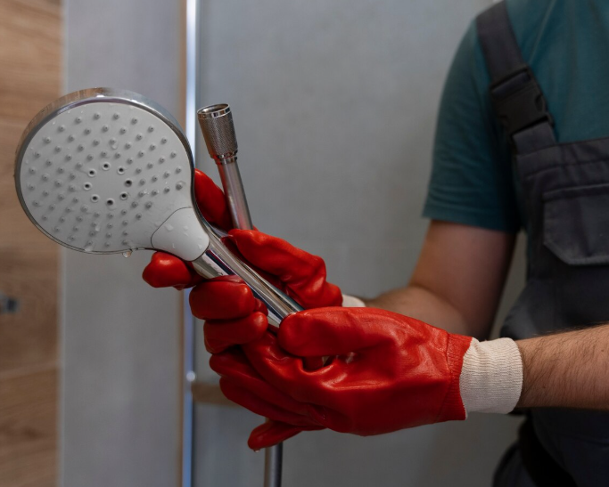 Obreros de la construcción en andamios, en el exterior del edificio. Llevan casco y las paredes son de color claro.