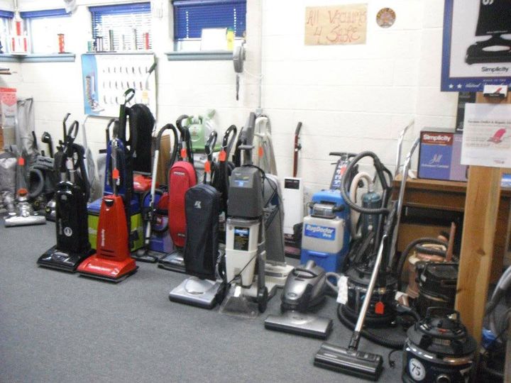 Variety of vacuum cleaners in storage