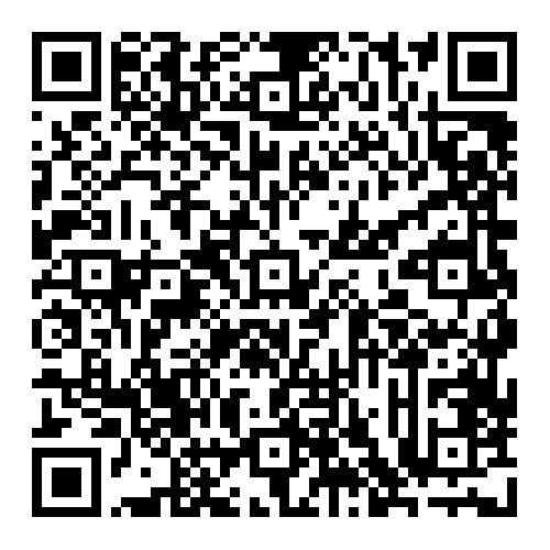Un code QR noir et blanc sur fond blanc.