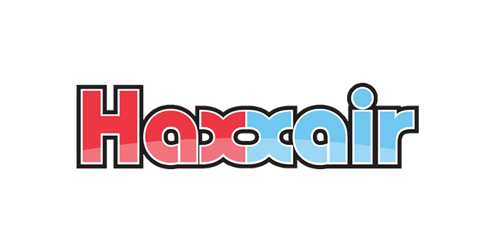 Un logo rouge et bleu pour une entreprise appelée haxcoair.