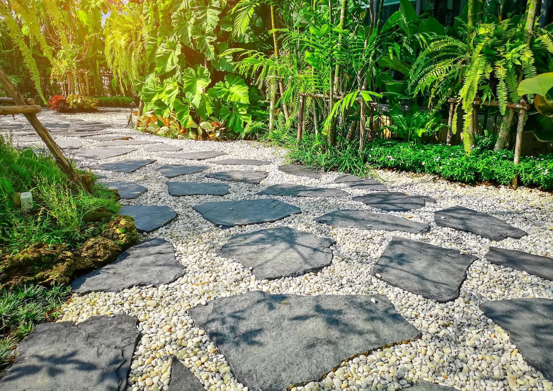 Stone path in garden 
