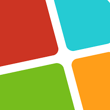 A red blue green and orange square with a white border
