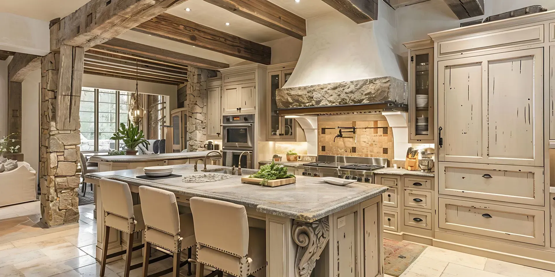 A kitchen with gray cabinets and a white farmhouse sink.