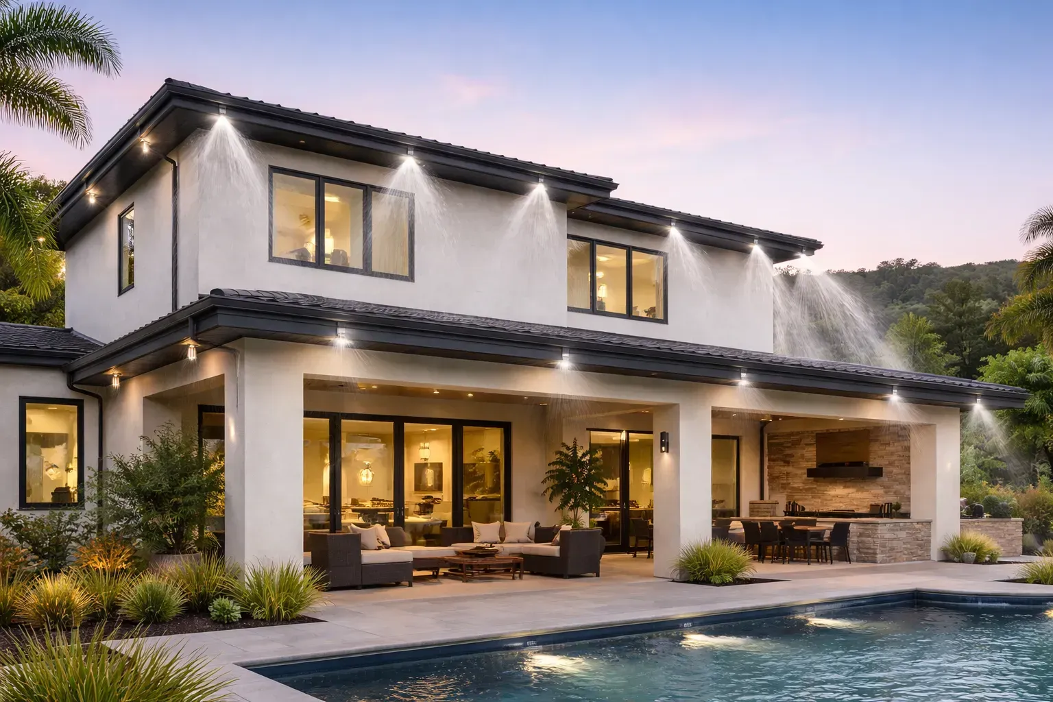 Exterior fire sprinklers Fire Resistant Homes Residential Custom Build