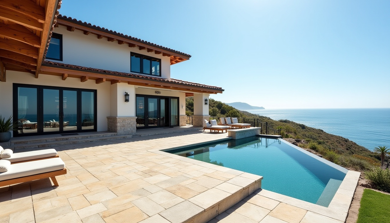 A swimming pool with a view of the ocean