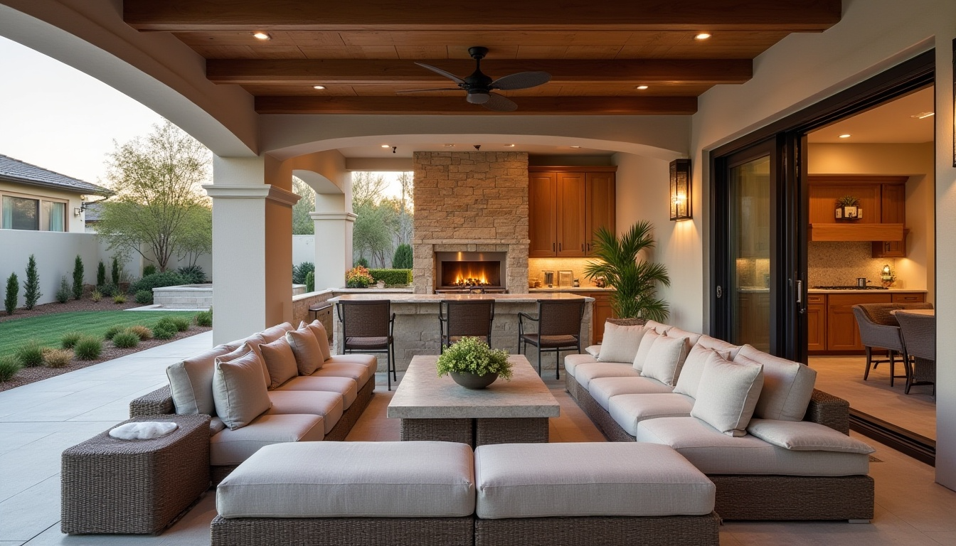 A bedroom with a bed and a ceiling fan