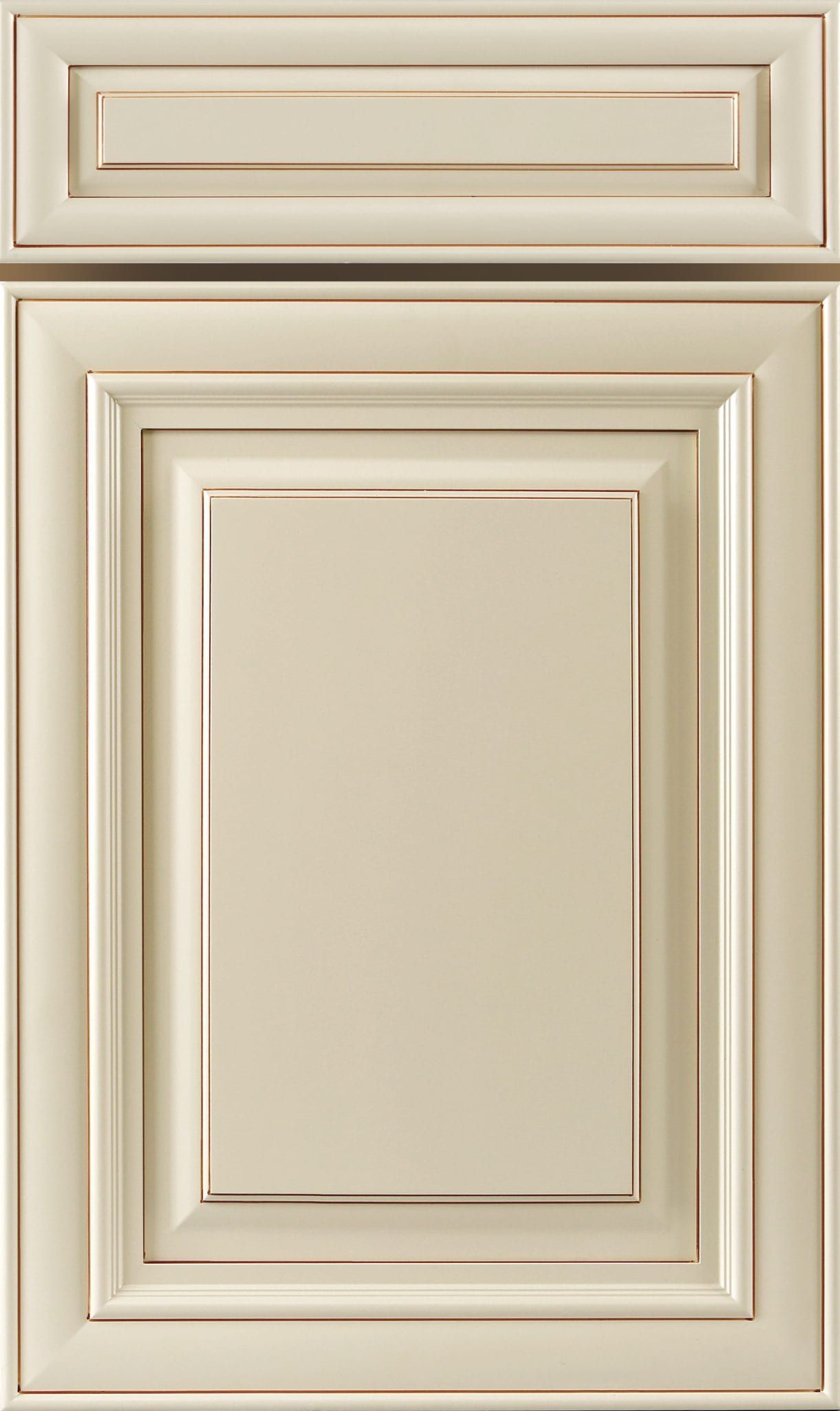Beige decorative cabinet door with raised rectangular panels