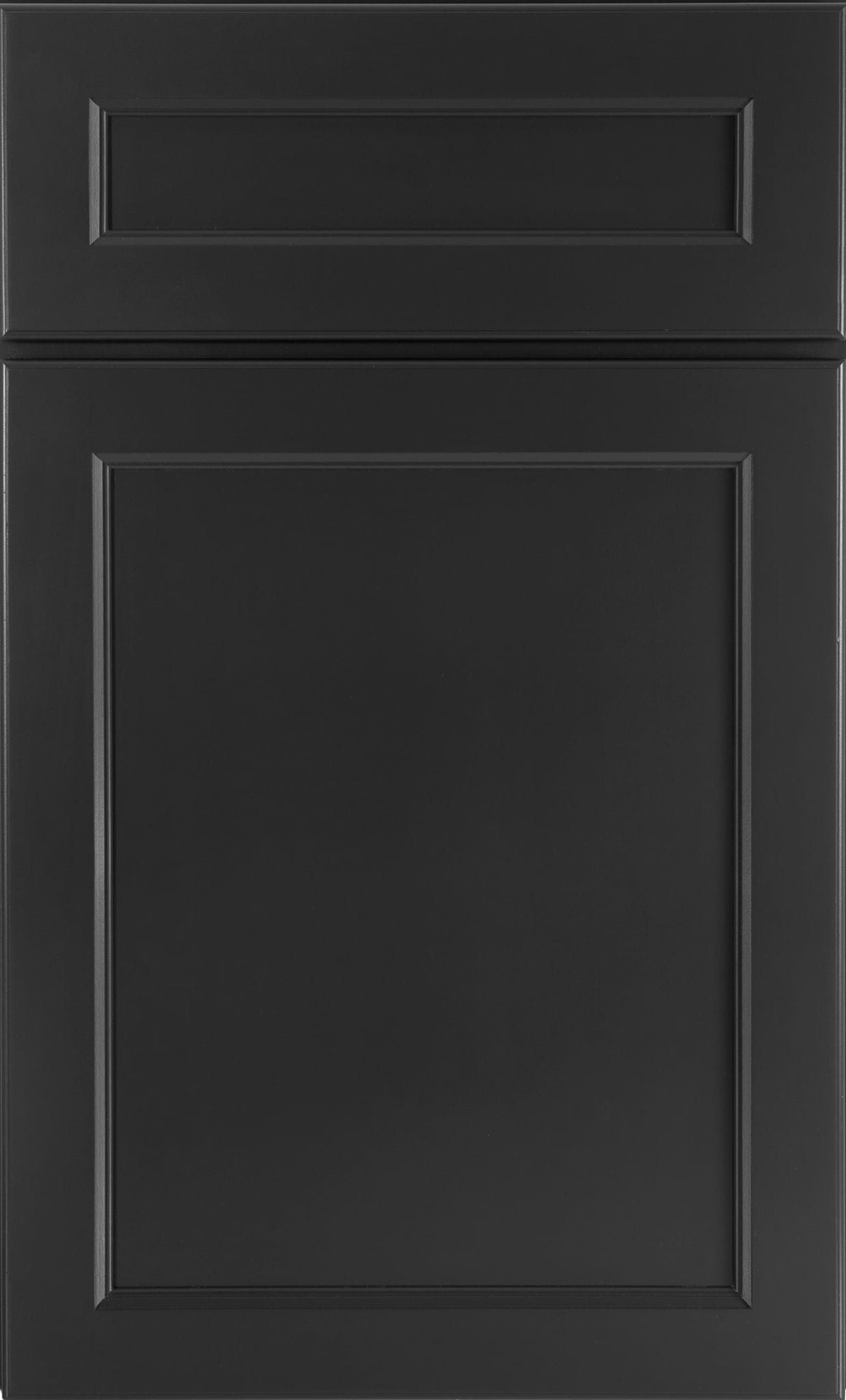 Dark gray cabinet door panel with a smaller drawer above it