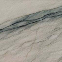 Close-up of gray-white marble with blue-gray veining across the surface