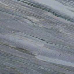 Close-up of gray-blue marble with layered veining and subtle diagonal streaks