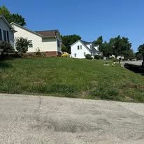 There are a lot of houses in the background and a lot of grass in the foreground.