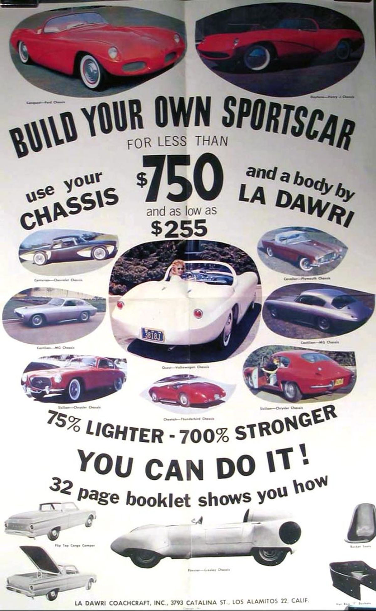 A poster that says build your own sportscar on it