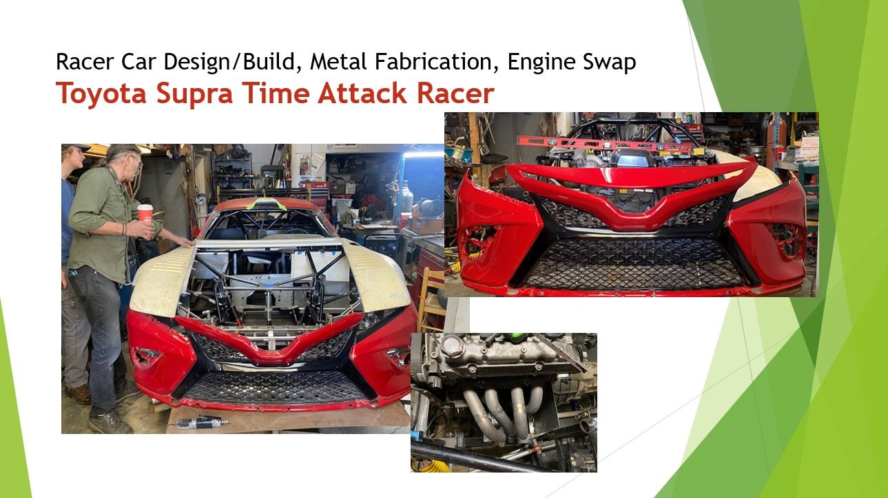 A toyota supra time attack racer is being built in a garage.