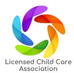 A logo for the licensed child care association