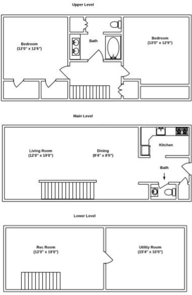 Floor Plan: 2 Bed · 1.5 Bath · Townhome · 1,485 SQ. FT.
