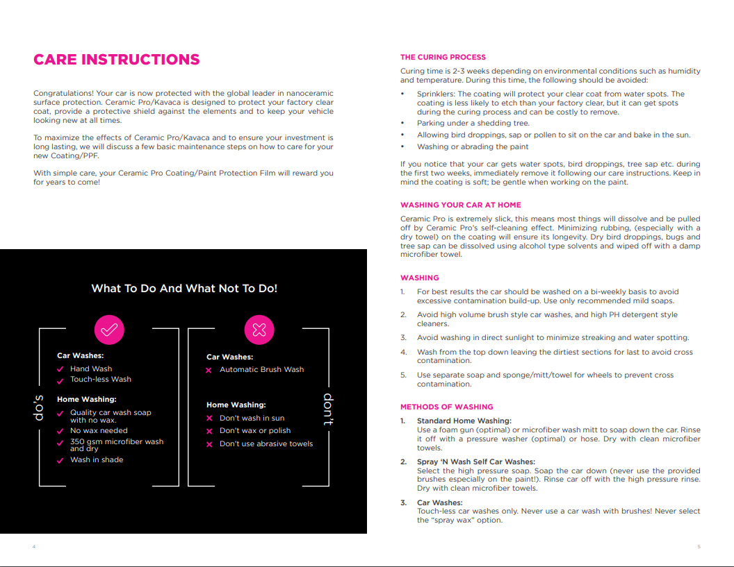 Ceramic Pro warranty and after care instructions