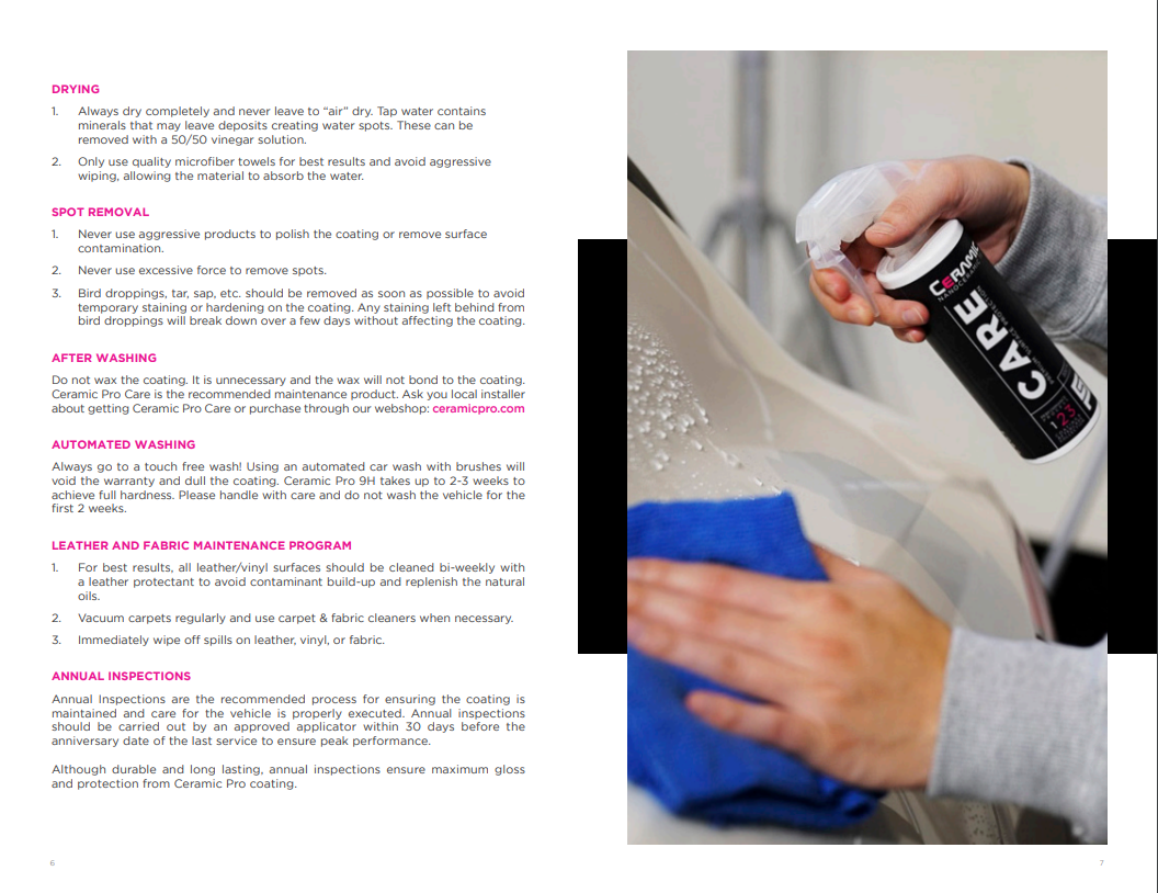 Ceramic Pro warranty and after care instructions