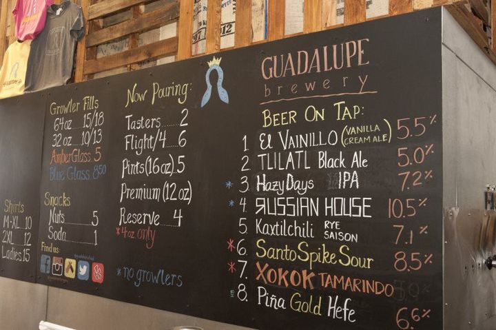 Guadalupe Brewery Menu Board