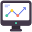 A computer monitor with a graph on it.