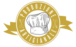 Un logo con un cappello da cuoco e la scritta artigianale