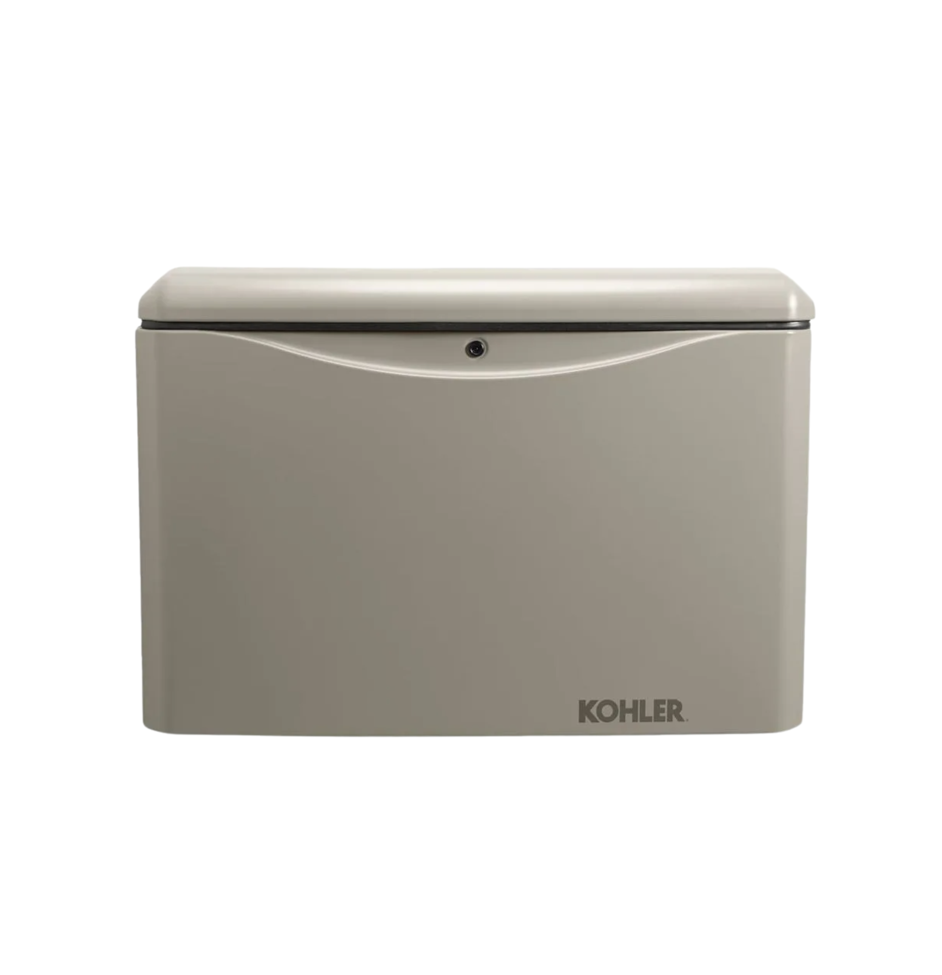 Beige KOHLER generator with curved front, centered on white background