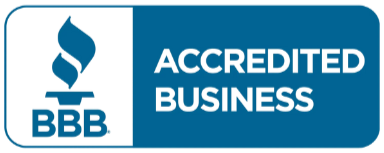 BBB Accredited Business logo in blue and white