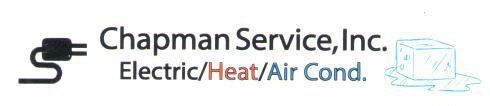 Chapman Service, Inc. logo with black text and a light blue HVAC icon, reading “Electric/Heat/Air Cond.”