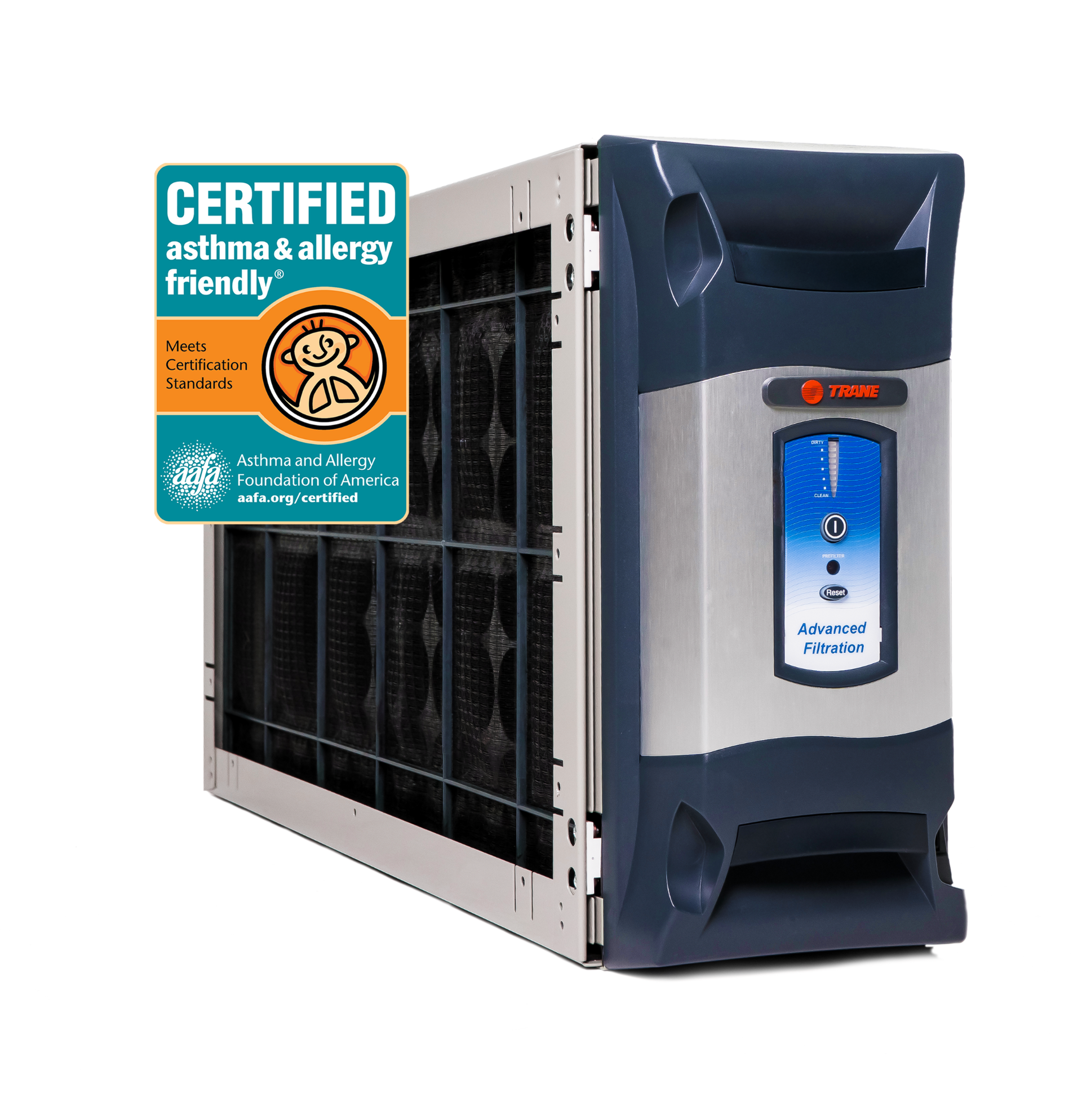 Trane air purifier with certified asthma and allergy friendly label