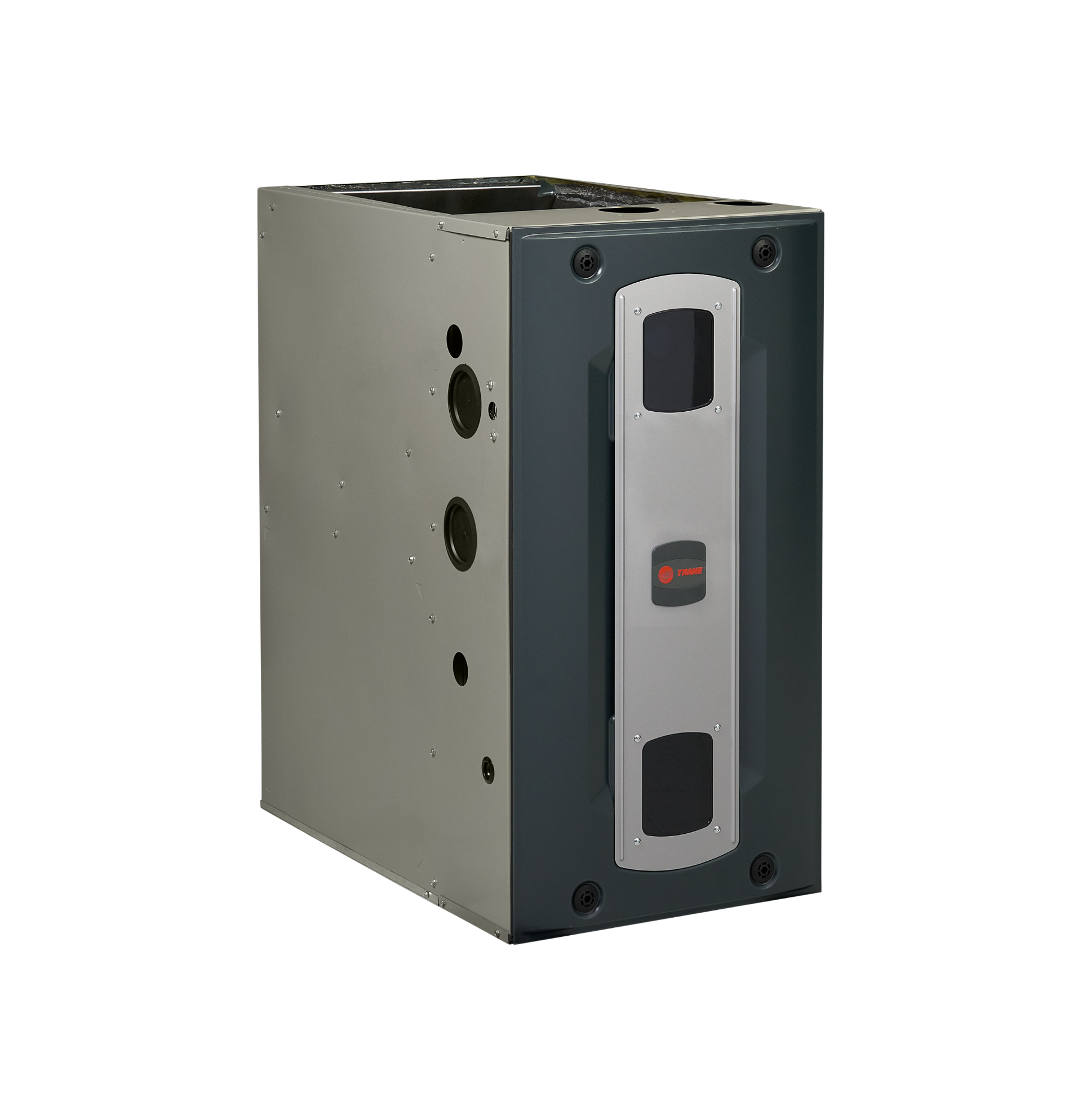 Rectangular furnace with a dark front panel 