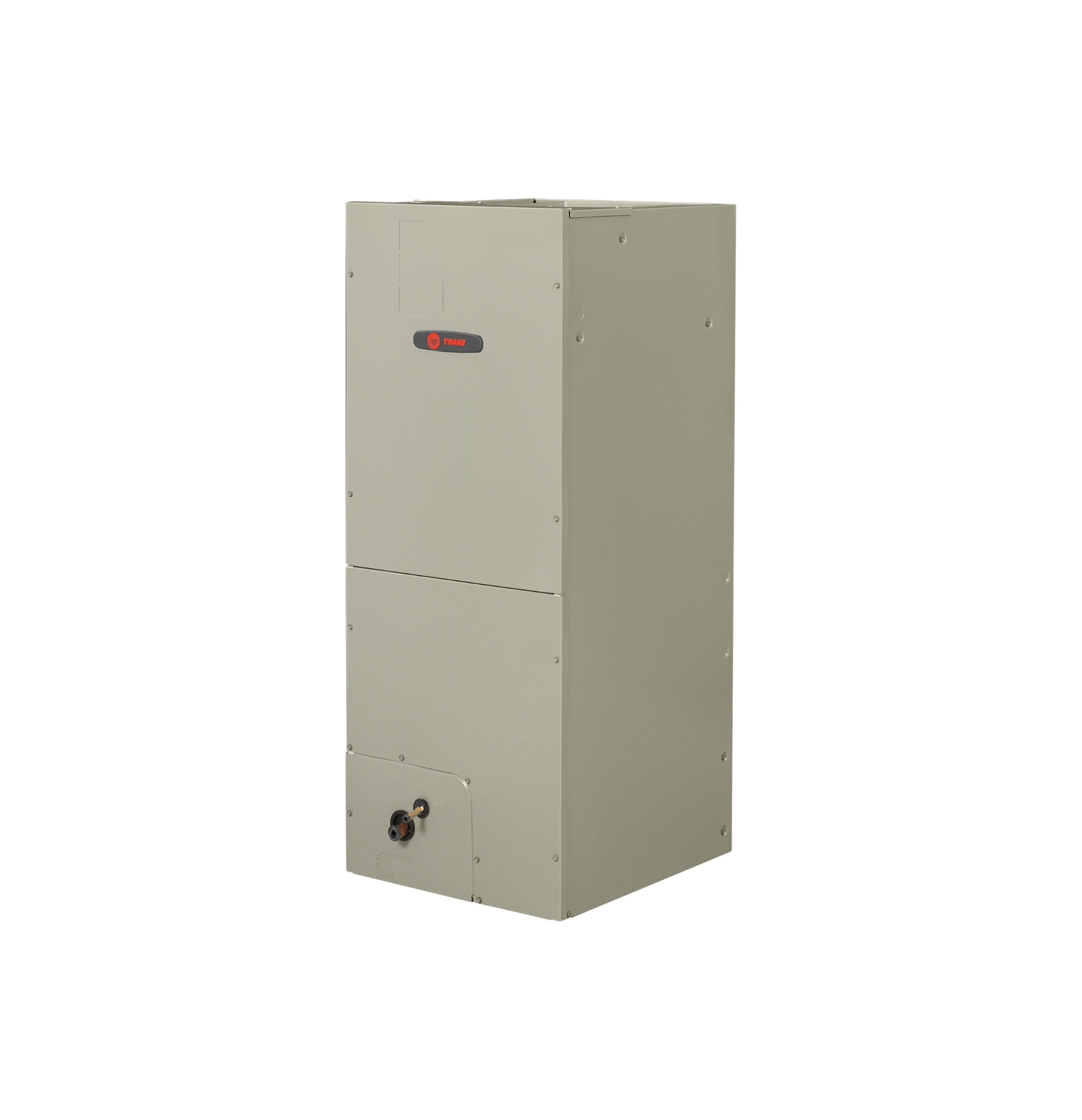 Beige air handler shown on a white background