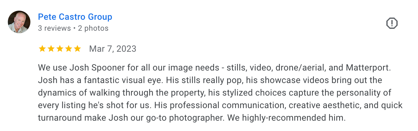 A google review by Pete Castro