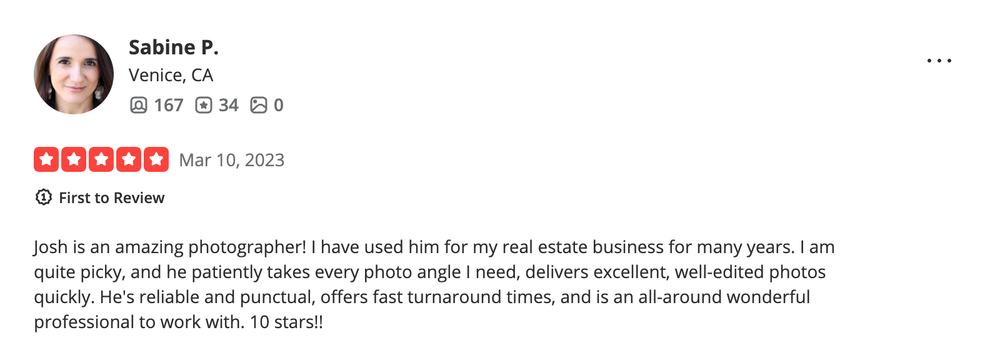 A yelp review by Sabine P
