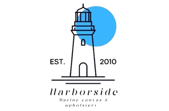 Logo: Lighthouse outline with blue circle, 