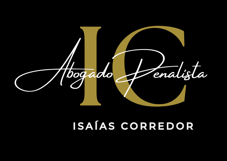 El logotipo negro y dorado del abogado penalista Isaías Correo.