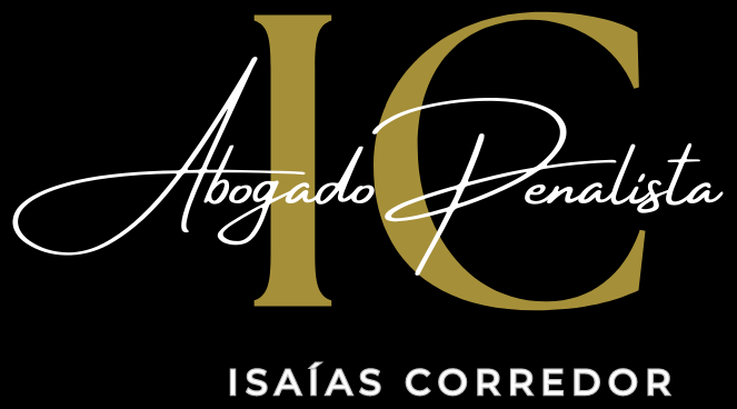 El logotipo negro y dorado del abogado penalista Isaías Correo.