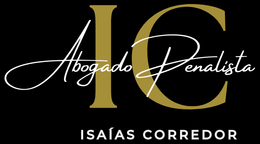 El logotipo negro y dorado del abogado penalista Isaías Correo.
