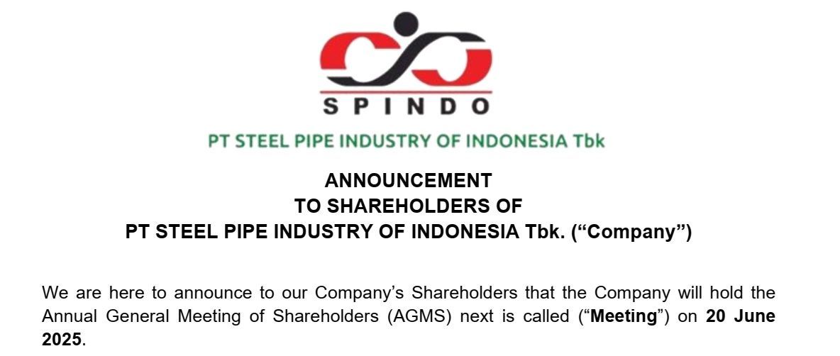 Announcement Implementation AGMS 2025 PT STEEL PIPE INDUSTRY OF INDONESIA Tbk.