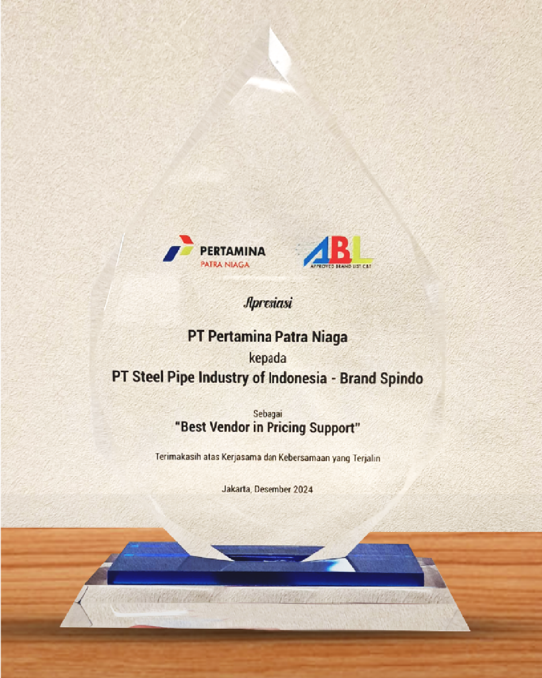 Penghargaan Best Vendor in Pricing Support 2024