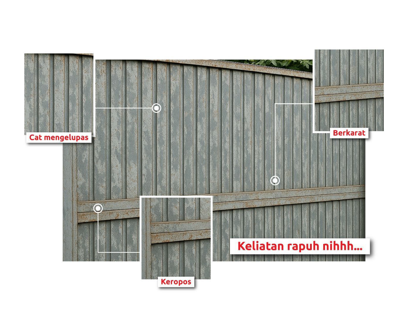 Kerusakan Pagar Akibat Lapisan Pelindung Pipa Tipis