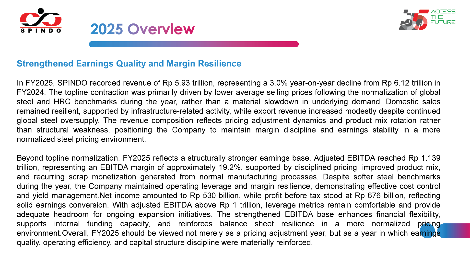 FY 2025 Financial Summary SPINDO