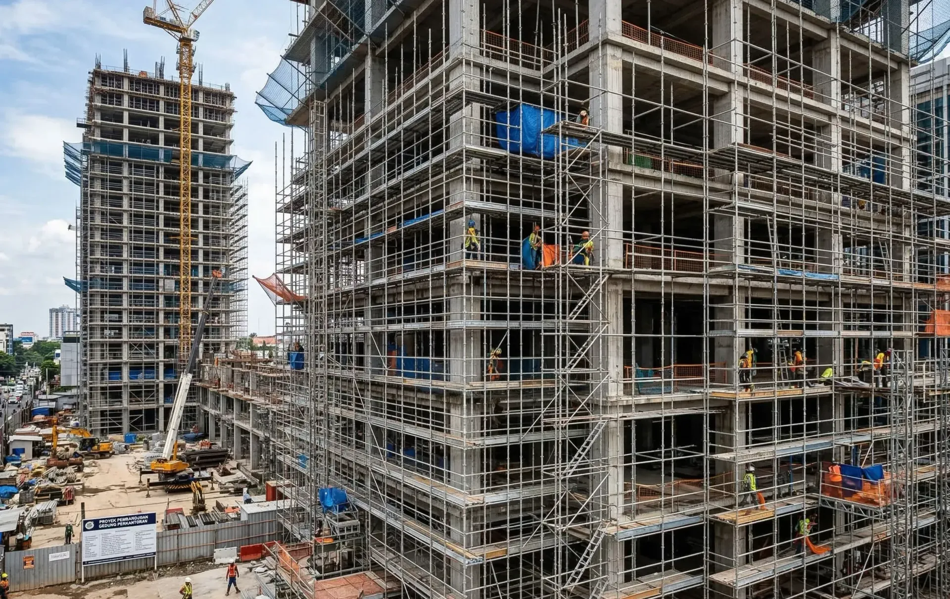Konstruksi gedung bertingkat modern