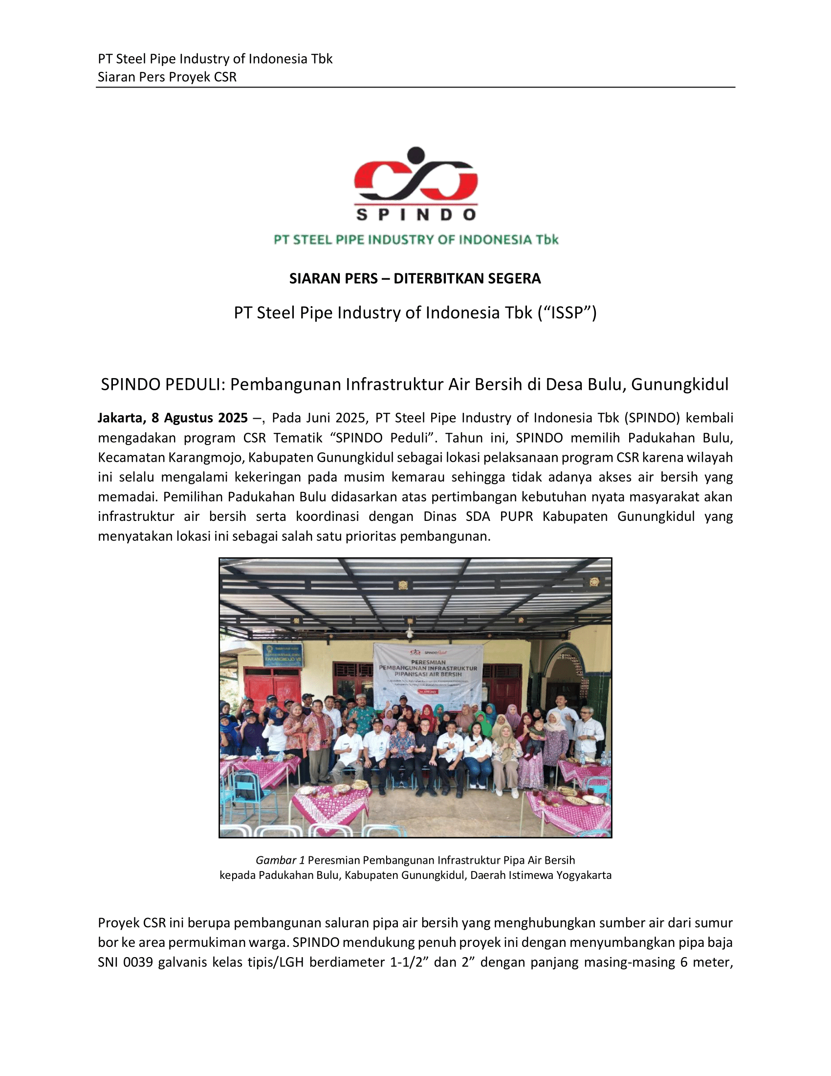 Press Release CSR Gunungkidul