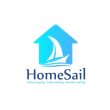 Logo: Blue house shape with a sailboat inside, "HomeSail" text, tagline "home buying, home selling, smooth sailing."