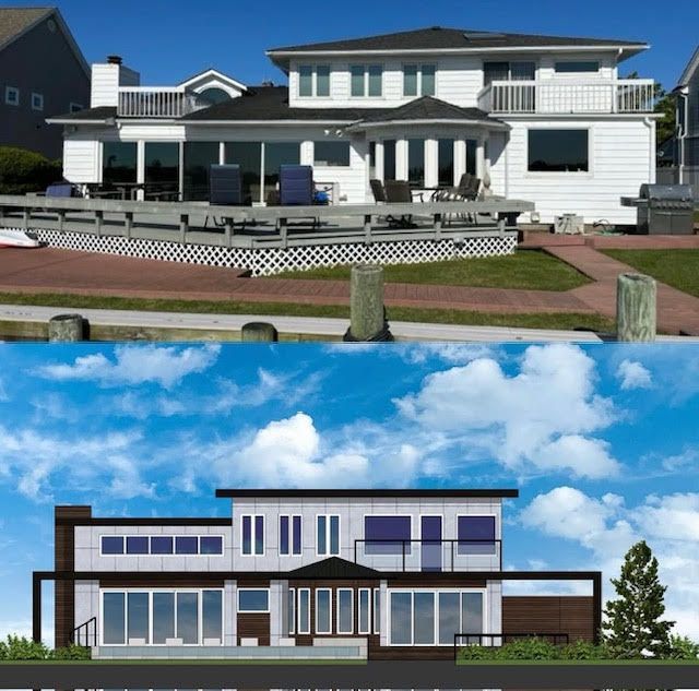 A picture of a house before and after being remodeled
