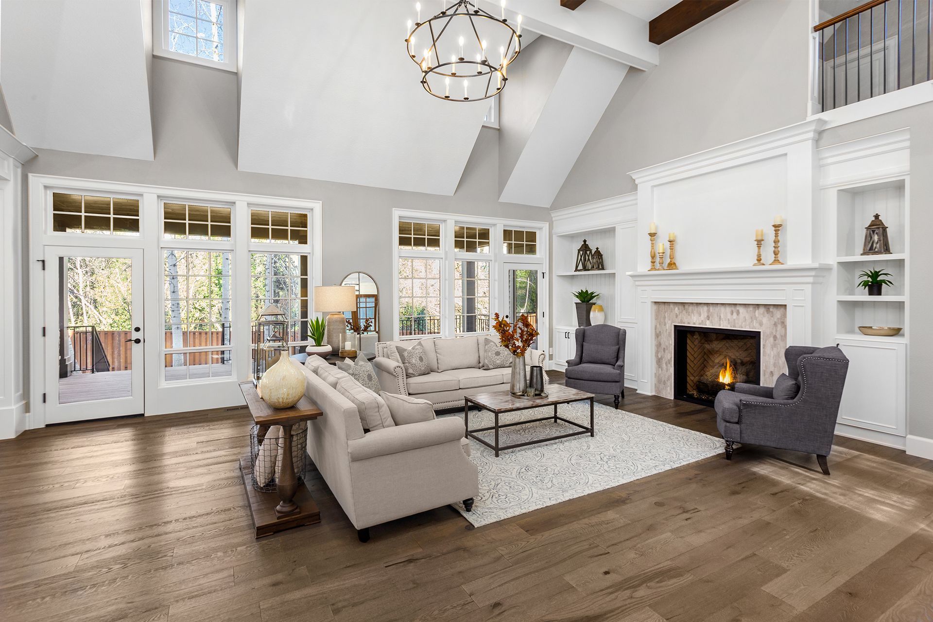 Residential Interior With High Ceiling